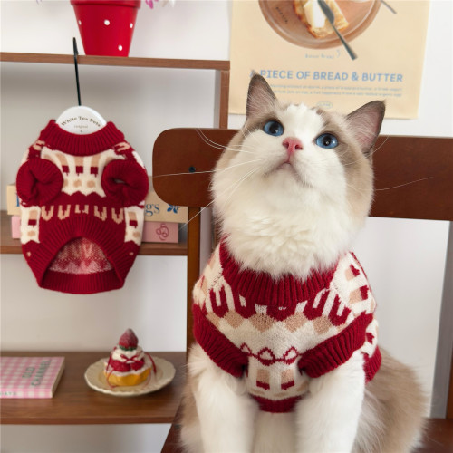 寵物費爾島毛衣冬季保暖英美短布偶狗狗貓咪衣服聖誕節可愛毛線衣 寵物費爾島毛衣冬季保暖英美短布偶狗狗貓咪衣服聖誕節可愛毛線衣