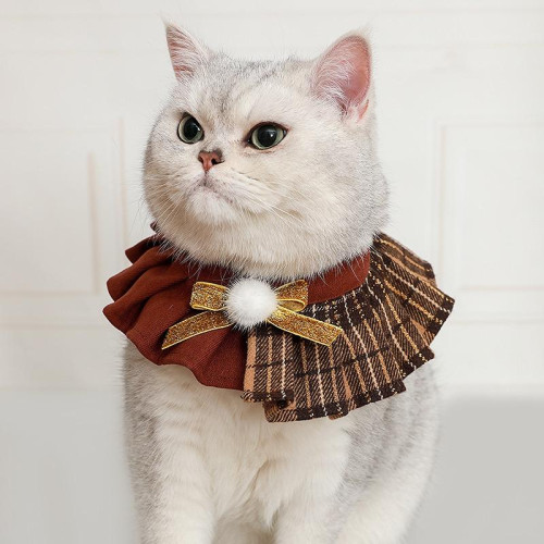 貓咪聖誕節八角帽子項圈圍兜套裝狗狗衣服英倫風寵物蓓蕾帽拍照 貓咪聖誕節八角帽子項圈圍兜套裝狗狗衣服英倫風寵物蓓蕾帽拍照