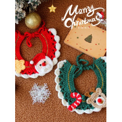 聖誕節寵物裝扮貓咪圍脖手工毛線編織圍巾狗狗口水巾圍嘴節日配飾