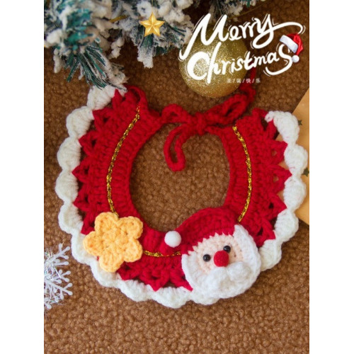 聖誕節寵物裝扮貓咪圍脖手工毛線編織圍巾狗狗口水巾圍嘴節日配飾 聖誕節寵物裝扮貓咪圍脖手工毛線編織圍巾狗狗口水巾圍嘴節日配飾