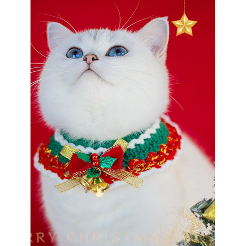 聖誕節寵物裝扮貓咪圍脖手工毛線編織圍巾狗狗口水巾圍嘴節日配飾 聖誕節寵物裝扮貓咪圍脖手工毛線編織圍巾狗狗口水巾圍嘴節日配飾