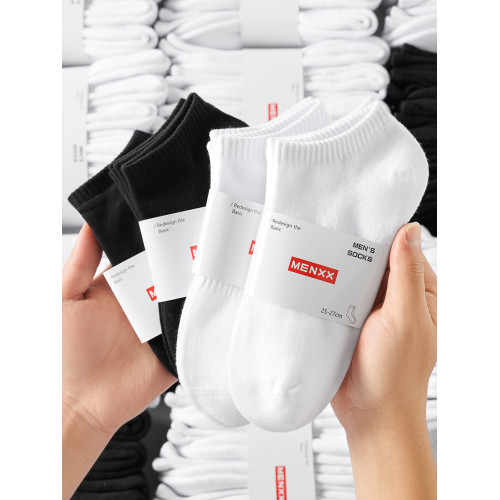 MENXX襪子男純棉船襪黑色秋冬運動防臭吸汗毛巾底白色男生短襪 MENXX襪子男純棉船襪黑色秋冬運動防臭吸汗毛巾底白色男生短襪