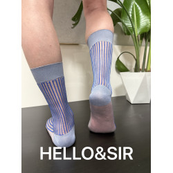 中筒條紋配色錦綸絲襪男士松緊口錦綸襪子超薄男絲襪時尚獨特設計