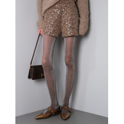 周末野餐|秋冬秀場高質感貴氣穿搭咖色亮閃微壓顯瘦打底連褲絲襪