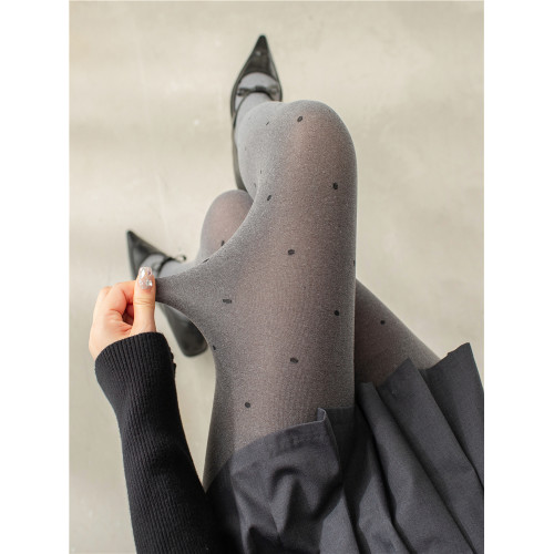 灰色波點絲襪春秋格雷系穿搭打底襪子miu系薄款微透肉秋冬打底褲 灰色波點絲襪春秋格雷系穿搭打底襪子miu系薄款微透肉秋冬打底褲