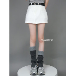 陸甜茶 針織撞色腿套美式辣妹百搭顯瘦高級感秋冬中筒堆堆襪