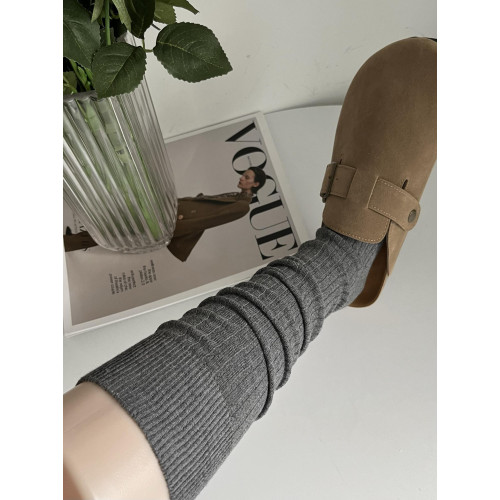 miu系竪紋堆曡灰色小腿襪女秋冬中厚款質感百搭復古白色中筒襪 miu系竪紋堆曡灰色小腿襪女秋冬中厚款質感百搭復古白色中筒襪