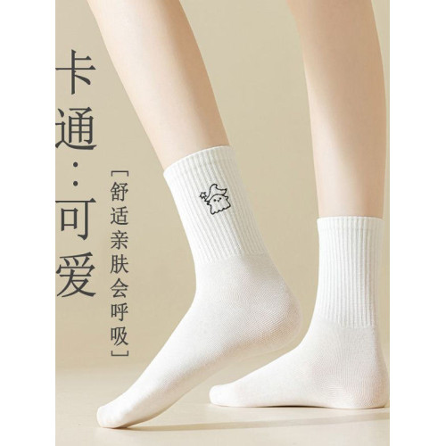 襪子女春夏季薄款ins潮高顔值卡通襪子純色中筒ins可愛白襪長襪 襪子女春夏季薄款ins潮高顔值卡通襪子純色中筒ins可愛白襪長襪