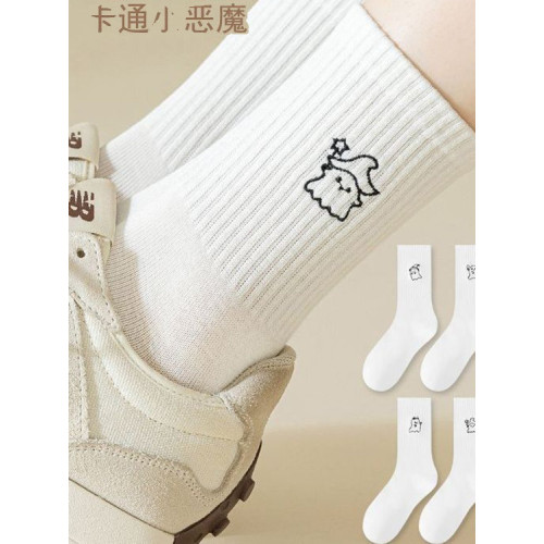 襪子女春夏季薄款ins潮高顔值卡通襪子純色中筒ins可愛白襪長襪 襪子女春夏季薄款ins潮高顔值卡通襪子純色中筒ins可愛白襪長襪