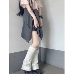 日系y2k喇叭型腿套亞文化寬松腿粗針織jk堆堆襪修飾腿型濶腿襪套