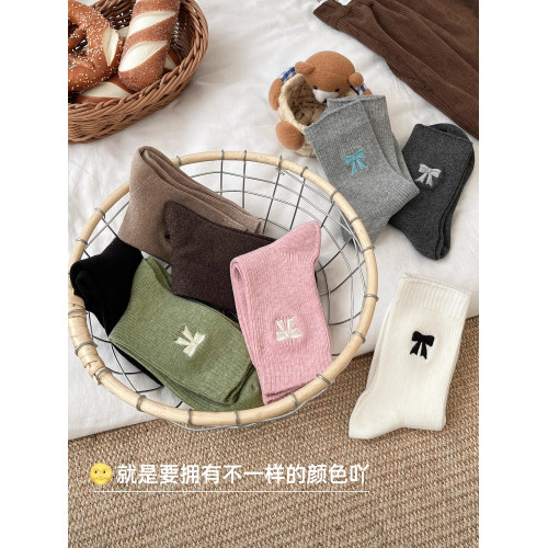 美拉德襪子女款秋冬純棉中筒襪ins潮韓系蝴蝶結咖色長筒襪樂福鞋 美拉德襪子女款秋冬純棉中筒襪ins潮韓系蝴蝶結咖色長筒襪樂福鞋