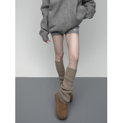 SS2L秋冬加厚保暖微喇叭針織堆堆襪套簡約雪地靴腿套曡穿小腿襪