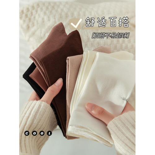 純棉無骨襪子女白色中筒堆堆襪月子襪春秋ins潮秋冬咖啡色推推襪 純棉無骨襪子女白色中筒堆堆襪月子襪春秋ins潮秋冬咖啡色推推襪