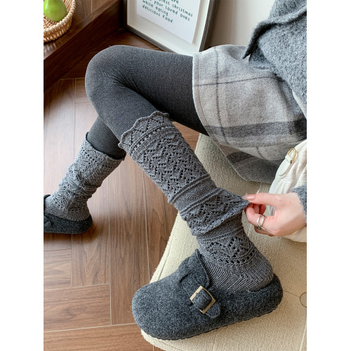 海北北秋冬復古羊毛堆堆襪女保暖針織小腿襪鏤空毛線韋雪同款長襪 海北北秋冬復古羊毛堆堆襪女保暖針織小腿襪鏤空毛線韋雪同款長襪