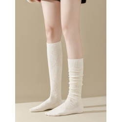 新品暗紋美腿塑形個性透氣棉日韓高筒美拉德雙針無骨女士小腿襪子