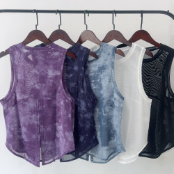 瑜珈服背心女高級感新款夏季遮肉速乾網紗跑步運動健身服罩衫上衣