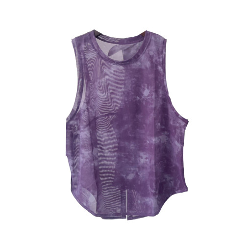 瑜珈服背心女高級感新款夏季遮肉速乾網紗跑步運動健身服罩衫上衣 瑜珈服背心女高級感新款夏季遮肉速乾網紗跑步運動健身服罩衫上衣