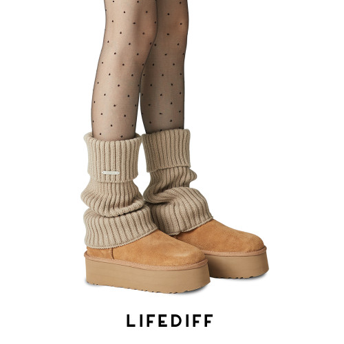 秋冬卡其色腿套女雪地靴襪套辣妹風y2k針織堆堆加厚保暖粗線襪子 秋冬卡其色腿套女雪地靴襪套辣妹風y2k針織堆堆加厚保暖粗線襪子