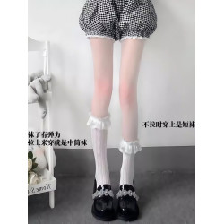 白色中筒蕾絲花邊襪jk可愛日系洛麗塔襪子軟妹少女可愛鏤空小腿襪