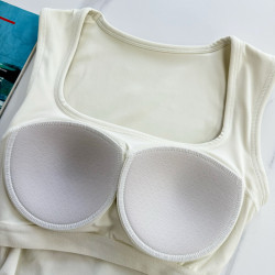 一體式固定運動背心女跑步收副乳方領工字健身文胸普拉提瑜珈服夏