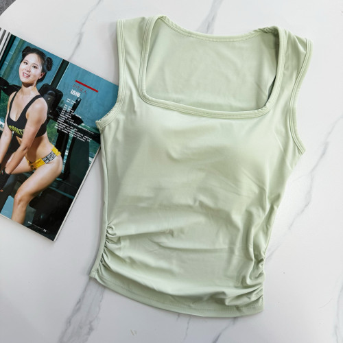 一體式固定運動背心女跑步收副乳方領工字健身文胸普拉提瑜珈服夏 一體式固定運動背心女跑步收副乳方領工字健身文胸普拉提瑜珈服夏