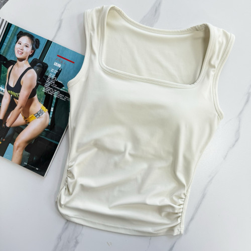 一體式固定運動背心女跑步收副乳方領工字健身文胸普拉提瑜珈服夏 一體式固定運動背心女跑步收副乳方領工字健身文胸普拉提瑜珈服夏