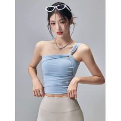 悠美YOGA運動內衣一體式防震單肩瑜珈背心外穿美背普拉提訓練文胸