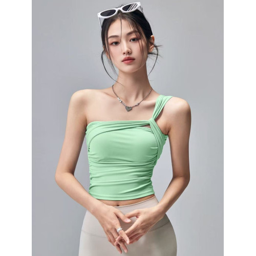 悠美YOGA運動內衣一體式防震單肩瑜珈背心外穿美背普拉提訓練文胸