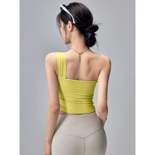 悠美YOGA運動內衣一體式防震單肩瑜珈背心外穿美背普拉提訓練文胸