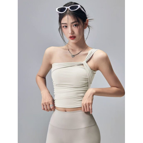 悠美YOGA運動內衣一體式防震單肩瑜珈背心外穿美背普拉提訓練文胸