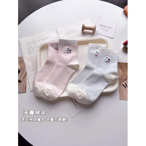 韓系甜美風純棉襪子女生卡通小狗細條紋短襪初中生防臭中筒無骨襪 韓系甜美風純棉襪子女生卡通小狗細條紋短襪初中生防臭中筒無骨襪