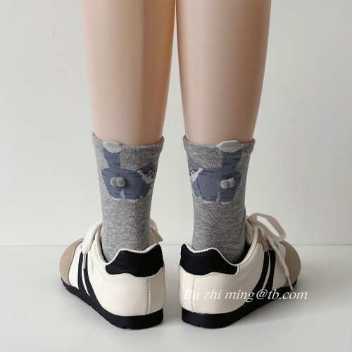 某書同款~可愛俏皮立體貓蛋蛋襪子女少女心中筒襪舒適無骨純棉