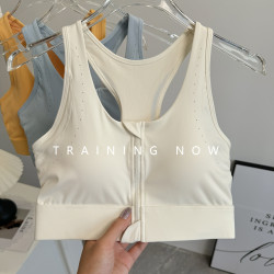 高強度運動內衣女夏季前拉鍊跑步鍛鍊速乾文胸聚攏防震健身瑜珈服