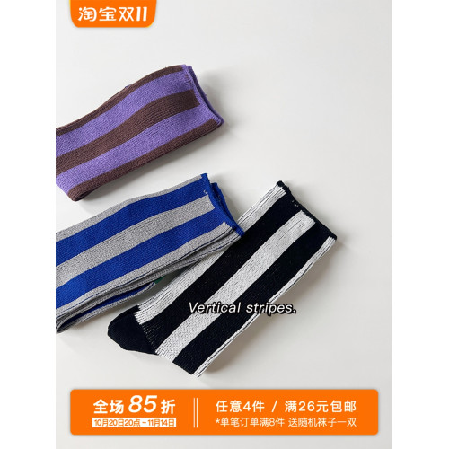 竪條.雙針雙路條紋中筒男女襪子春秋冬季棉吸汗時尚個性網紅四季 竪條.雙針雙路條紋中筒男女襪子春秋冬季棉吸汗時尚個性網紅四季
