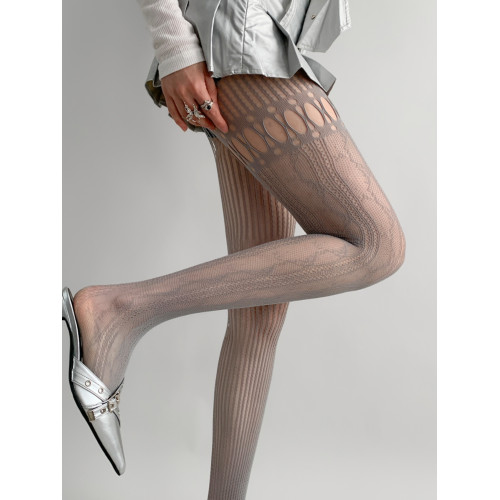 夜間教習室蕾絲絲襪灰色美式鏤空網襪ab款連褲襪子女夏季薄款黑絲