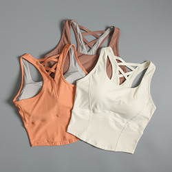 運動文胸女美背性感瑜珈服背心一體式跑步防震外穿健身內衣bra
