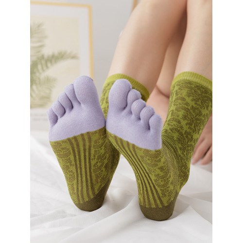 女款五指襪立體浮雕春夏超薄純棉中筒襪新款宮廷復古風長筒分趾襪 女款五指襪立體浮雕春夏超薄純棉中筒襪新款宮廷復古風長筒分趾襪