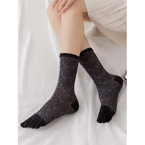 女款五指襪立體浮雕春夏超薄純棉中筒襪新款宮廷復古風長筒分趾襪 女款五指襪立體浮雕春夏超薄純棉中筒襪新款宮廷復古風長筒分趾襪