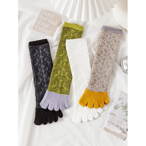 女款五指襪立體浮雕春夏超薄純棉中筒襪新款宮廷復古風長筒分趾襪 女款五指襪立體浮雕春夏超薄純棉中筒襪新款宮廷復古風長筒分趾襪