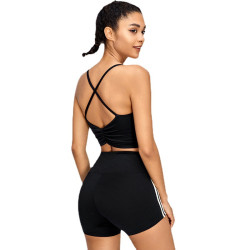 出口運動內衣女士交叉背心瑜珈可拆卸運動文胸速乾跑步健身服