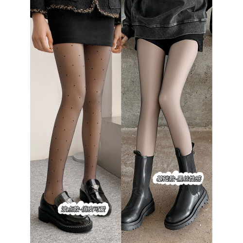 六衹兔子黑色波點絲襪女性感不掉襠微壓顯腿瘦假透肉加絨連褲襪 六衹兔子黑色波點絲襪女性感不掉襠微壓顯腿瘦假透肉加絨連褲襪