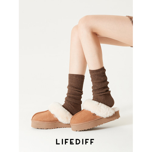 秋冬季加厚堆堆襪女搭配雪地靴咖色棉襪襪子女粗線中筒小腿襪長襪 秋冬季加厚堆堆襪女搭配雪地靴咖色棉襪襪子女粗線中筒小腿襪長襪