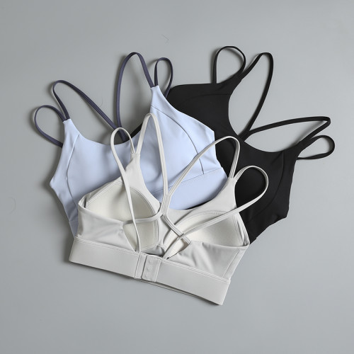 細帶美背運動內衣女防震防下垂高強度健身文胸一體式瑜珈背心秋 細帶美背運動內衣女防震防下垂高強度健身文胸一體式瑜珈背心秋