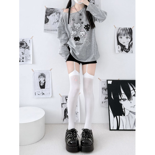 日系jk可愛貓爪印花長筒襪少女lolita軟妹可愛蝴蝶結襪過膝吊帶襪 日系jk可愛貓爪印花長筒襪少女lolita軟妹可愛蝴蝶結襪過膝吊帶襪