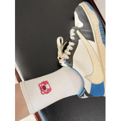 襪子女長襪白色秋冬女款冬季春秋純棉中筒卡通刺綉可愛搞怪長筒