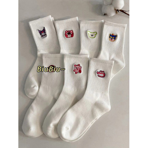 襪子女長襪白色秋冬女款冬季春秋純棉中筒卡通刺綉可愛搞怪長筒 襪子女長襪白色秋冬女款冬季春秋純棉中筒卡通刺綉可愛搞怪長筒