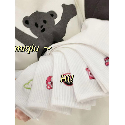 襪子女長襪白色秋冬女款冬季春秋純棉中筒卡通刺綉可愛搞怪長筒 襪子女長襪白色秋冬女款冬季春秋純棉中筒卡通刺綉可愛搞怪長筒