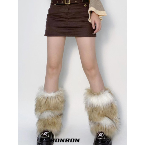 BON 復古摩登咖色毛毛鞋套仿皮草靴子襪套千禧風辣妹腿套y2k秋冬 BON 復古摩登咖色毛毛鞋套仿皮草靴子襪套千禧風辣妹腿套y2k秋冬