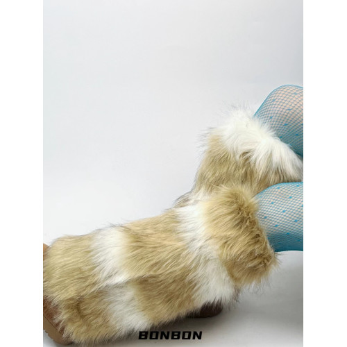 BON 復古摩登咖色毛毛鞋套仿皮草靴子襪套千禧風辣妹腿套y2k秋冬 BON 復古摩登咖色毛毛鞋套仿皮草靴子襪套千禧風辣妹腿套y2k秋冬