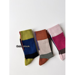 韓系撞色女士薄款拼接個性中筒堆堆襪小襪島春夏透氣日系吸汗男